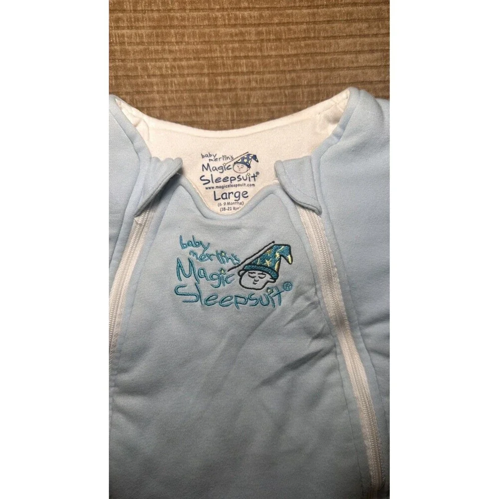 Baby Merlin's Magic Sleepsuit Large 6-9 Months Blue Swaddle Suit 18-21 Lbs